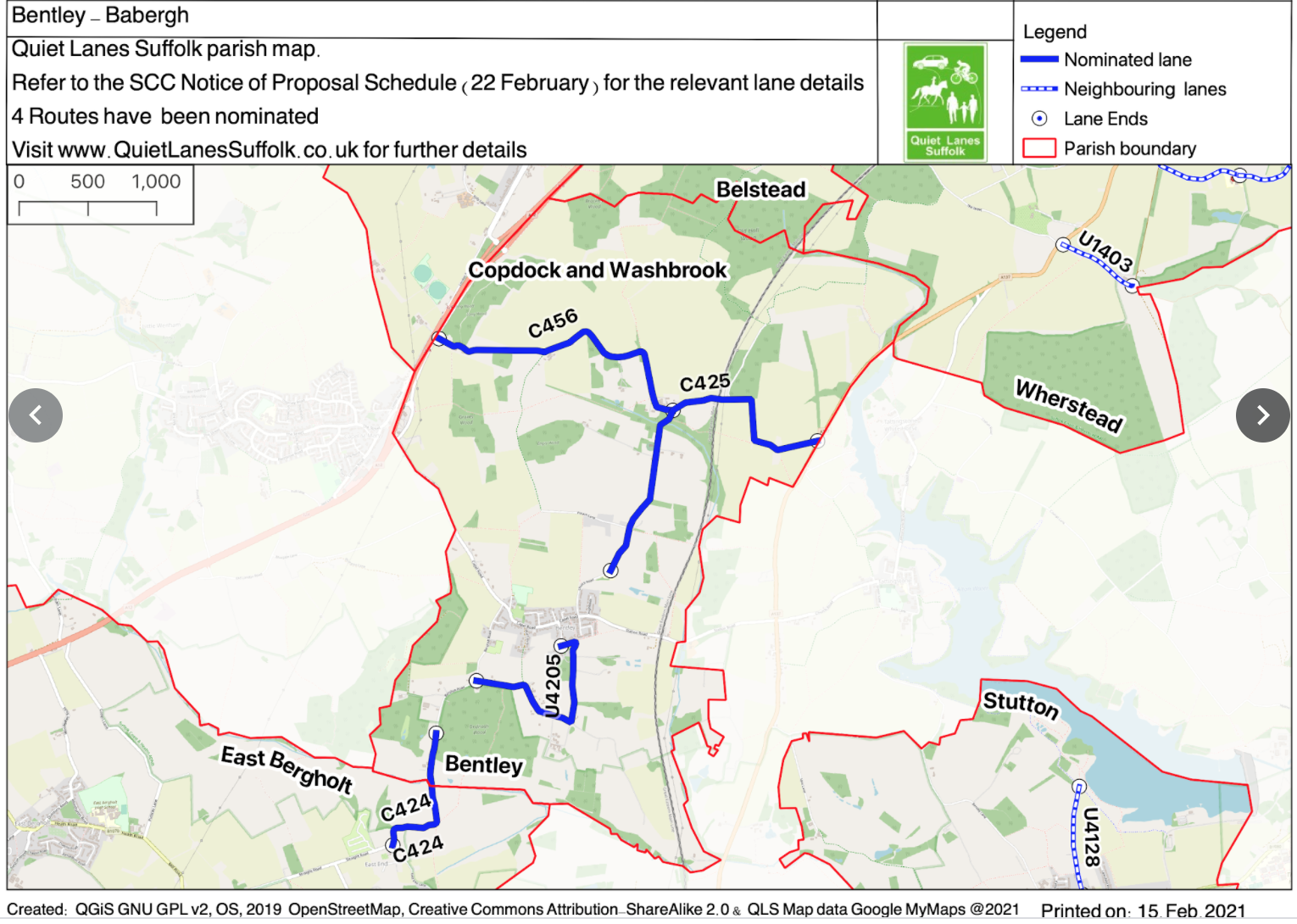 Summary map of proposed Quiet Lanes